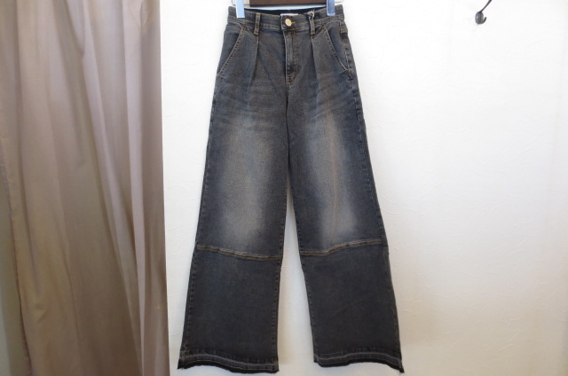 切替ワイドデニム【インディマーク】